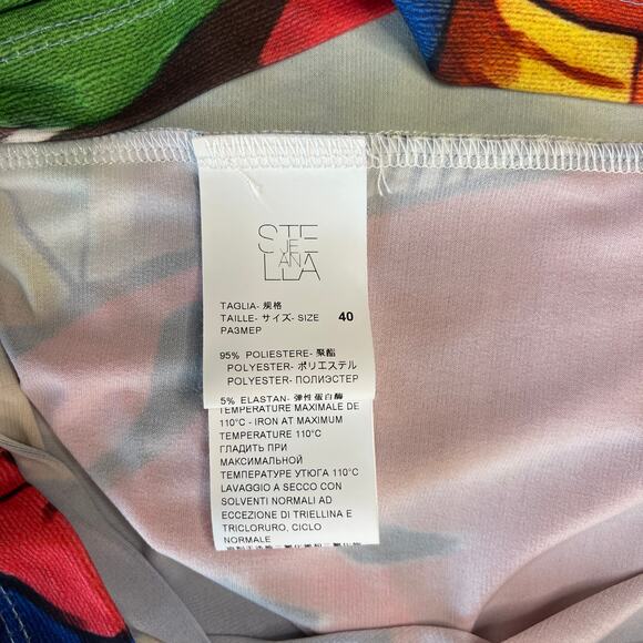 Stella Jean Short Sleeved Midi Dress Corta Colorful Print Stretch Womens 40 US 4 - Picture 10 of 16